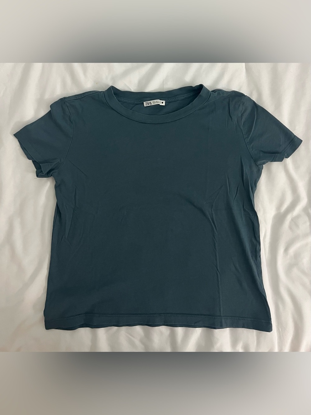 Zara Short Sleeve Crewneck T‑Shirt in Deep Teal Blue